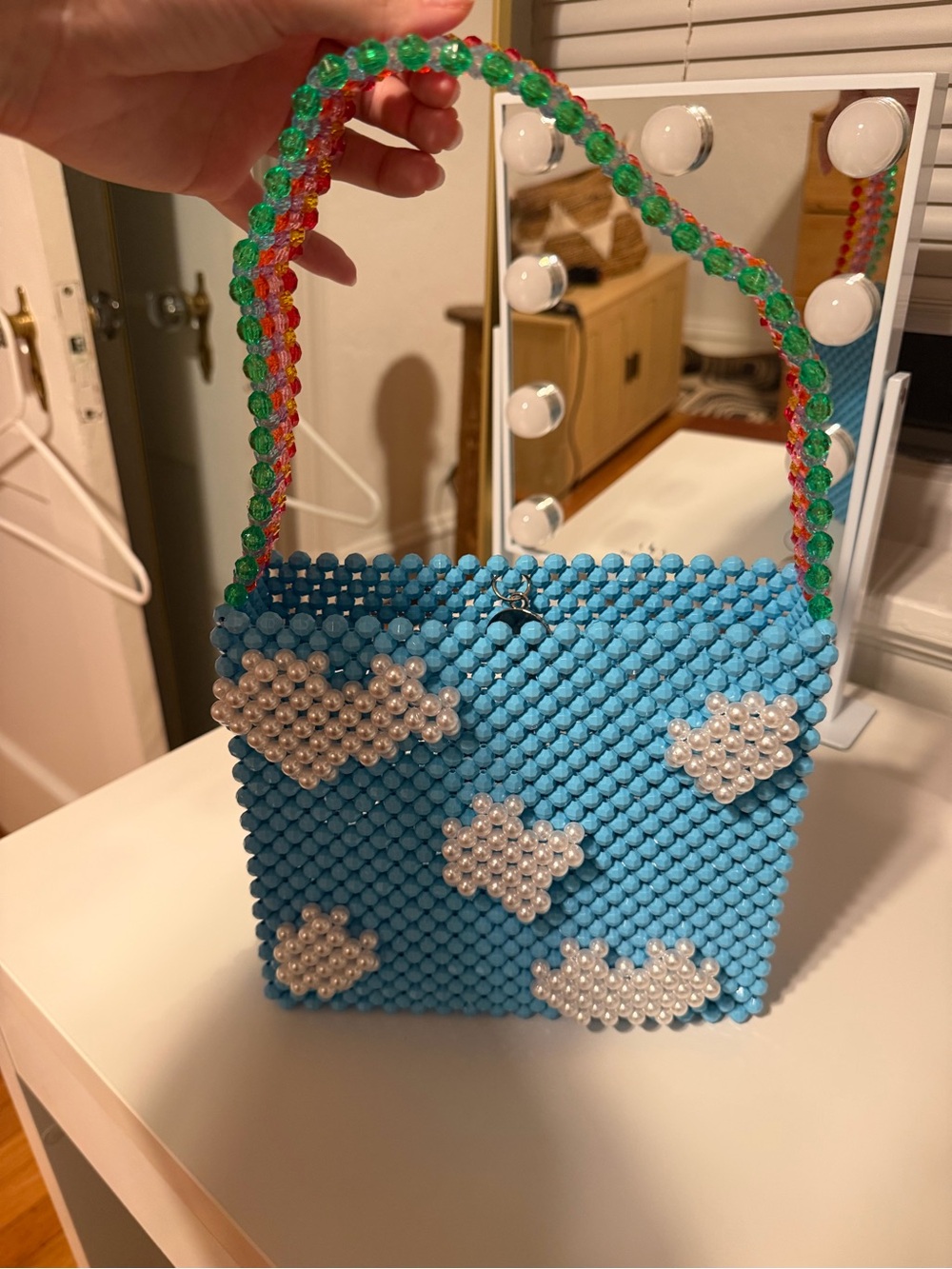 Susan Alexandra Blue Beaded Cloud Shoulder Bag